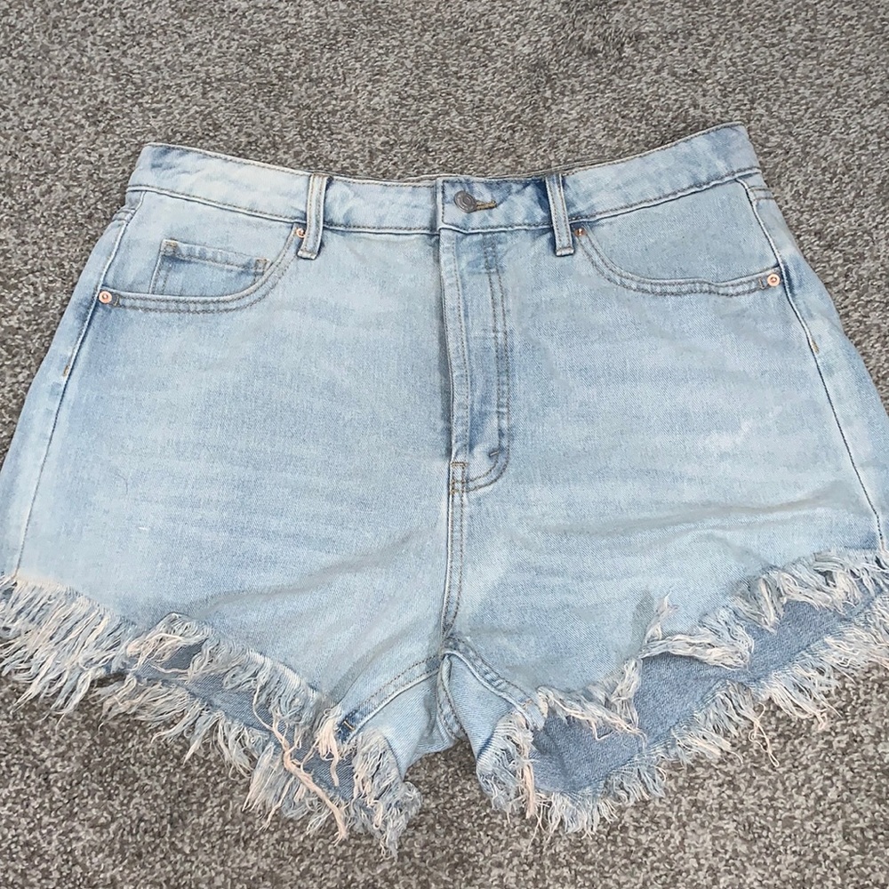 Highest Rise frayed jean shorts
